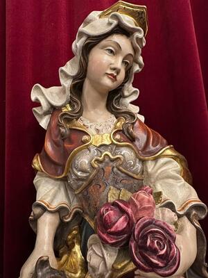 Elisabeth Of Hungary Sculpture style Baroque - Style en Carved - Wood / Polychrome / Gilt, Italy  20 th century
