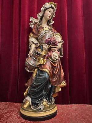 Elisabeth Of Hungary Sculpture style Baroque - Style en Carved - Wood / Polychrome / Gilt, Italy  20 th century