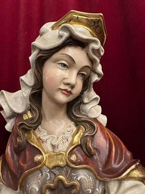 Elisabeth Of Hungary Sculpture style Baroque - Style en Carved - Wood / Polychrome / Gilt, Italy  20 th century