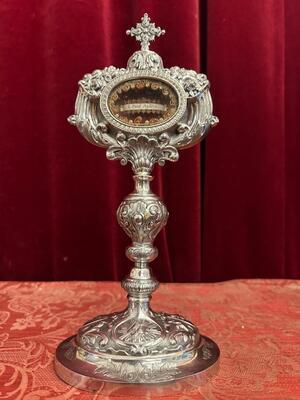 Exceptional Reliquary Ex Ossibus Relic St. Paul Apostle style Baroque - Style en Full - Silver / Silver Marks Present / Polished & Varnished / Originally Sealed, France 18 th century ( Anno 1750 )