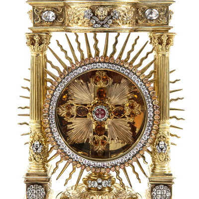 Exceptional Reliquary Relic Of The True Cross style Baroque - Style en Full - Silver / Stones / Diamonds, Belgium  18 th century