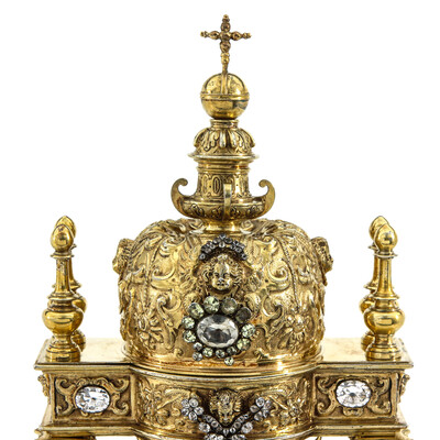 Exceptional Reliquary Relic Of The True Cross style Baroque - Style en Full - Silver / Stones / Diamonds, Belgium  18 th century