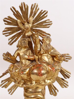 Holy Trinity Sculpture  style Baroque - Style en Fully Hand - Carved Wood Goldleaf, Italy 18 th century