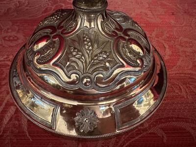 Large Ciborium style Baroque - Style en Full - Silver / Silver Marks Present, France 19 th century ( Anno 1820 )