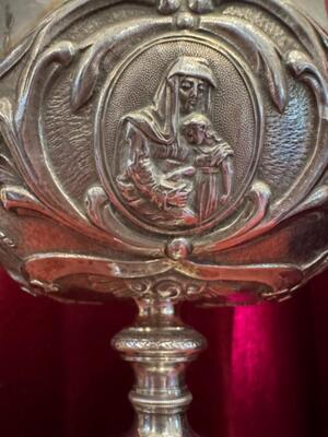 Large Ciborium style Baroque - Style en Full - Silver / Silver Marks Present, France 19 th century ( Anno 1815 )