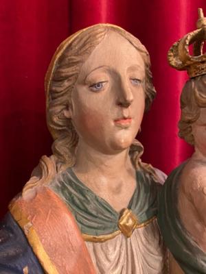 Madonna & Child style BAROQUE-STYLE  en Fully Hand - Carved Wood , Italy  18 th century ( Anno 1890 )