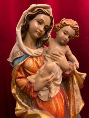 Madonna & Child  style BAROQUE-STYLE en Carved Wood Polychrome, Southern Germany 20 th century