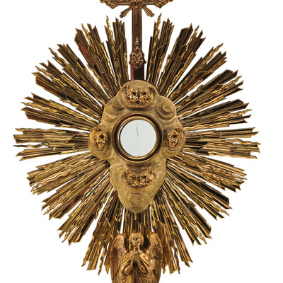 Monstrance  style BAROQUE-STYLE en Brass / Gilt, Belgium  19 th century