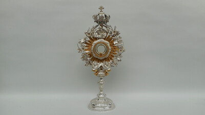 Monstrance.  style Baroque - Style en Full - Silver / Glass / Stones, Belgium 18 th century