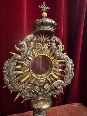 Monstrance  style Baroque - Style en Full - Silver / Silver Marks Present, Belgium  18 th century