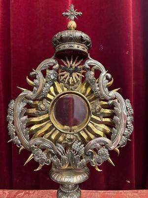 Monstrance  style Baroque - Style en Full - Silver / Silver Marks Present, Belgium  18 th century