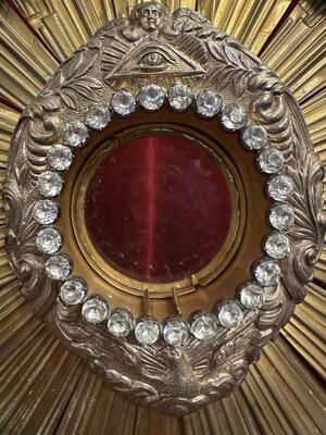 Monstrance  style Baroque - Style en Mainly Full - Silver / Stones, Belgium  18 th century ( Anno 1790 )