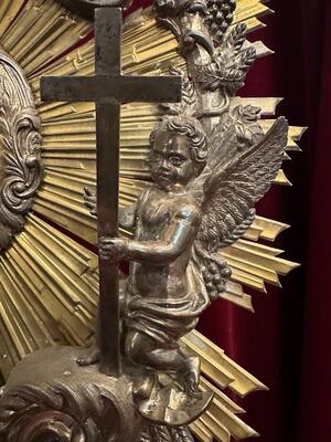 Monstrance  style Baroque - Style en Mainly Full - Silver / Stones, Belgium  18 th century ( Anno 1790 )