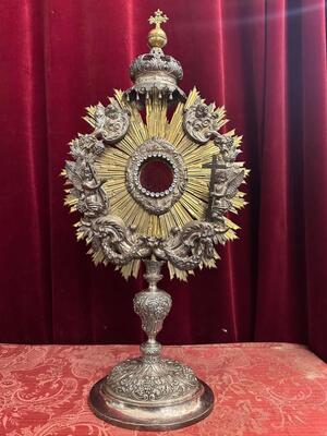 Monstrance  style Baroque - Style en Mainly Full - Silver / Stones, Belgium  18 th century ( Anno 1790 )