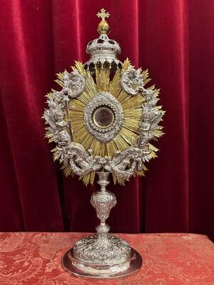 Monstrance  style Baroque - Style en Full - Silver / Stones / Diamonds / Glass / Polished & Varnished, Belgium  18 th century