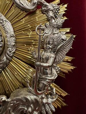 Monstrance  style Baroque - Style en Full - Silver / Stones / Diamonds / Glass / Polished & Varnished, Belgium  18 th century
