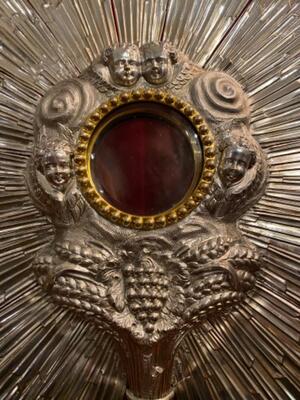 Monstrance H 74 Cm. style Baroque - Style en Full - Silver / Polished and Varnished / Silver Marks Present, France 18 th century