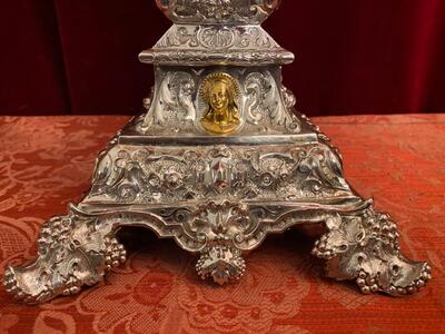 Monstrance H 75 Cm. style Baroque - Style en Full - Silver / Polished and Varnished / Silver Marks Present, France 18 th century