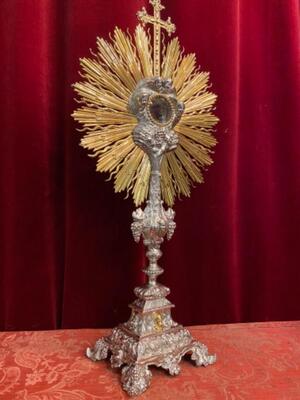 Monstrance H 75 Cm. style Baroque - Style en Full - Silver / Polished and Varnished / Silver Marks Present, France 18 th century