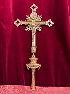 Processional Cross style Baroque - Style en Bronze / Polished and Varnished, Belgium  19 th century ( Anno 1865 )