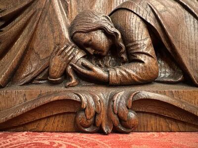 Relief Jesus Forgives An Immoral Woman style Baroque - Style en Hand - Carved Wood Oak, Breda Netherlands 19 th century ( Anno 1845 )