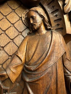 Relief Jesus Hands Over The Keys To Petrus style Baroque - Style en Hand - Carved Wood Oak, Breda Netherlands 19 th century ( Anno 1845 )