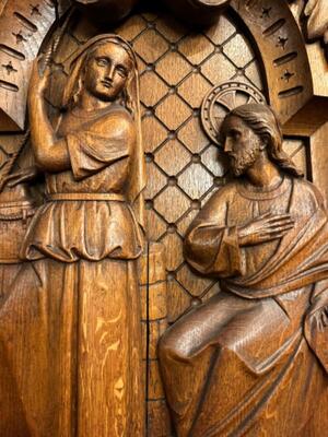 Relief Jesus Meets A Samaritan Woman. style Baroque - Style en Hand - Carved Wood Oak, Breda Netherlands 19 th century ( Anno 1845 )