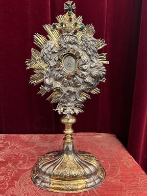 Reliquary - Relic Ex Ossibus St. Helena style Baroque - Style en Brass / Glass / Originally Sealed, Austria 18 th century ( Anno 1735 )