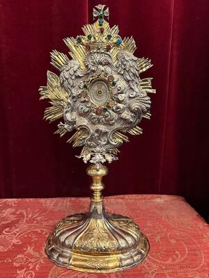 Reliquary - Relic Ex Ossibus St. Helena style Baroque - Style en Brass / Glass / Originally Sealed, Austria 18 th century ( Anno 1735 )