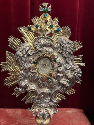 Reliquary - Relic Ex Ossibus St. Helena style Baroque - Style en Brass / Glass / Originally Sealed, Austria 18 th century ( Anno 1735 )