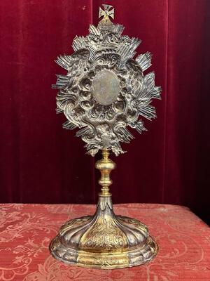 Reliquary - Relic Ex Ossibus St. Helena style Baroque - Style en Brass / Glass / Originally Sealed, Austria 18 th century ( Anno 1735 )