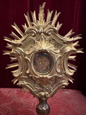 Reliquary - Relic Of The True Cross style Baroque - Style en Brass / Glass / Originally Sealed, Italy 18 th century ( Anno 1775 )