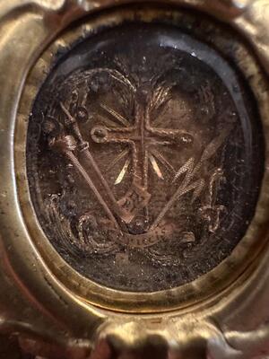 Reliquary - Relic Of The True Cross style Baroque - Style en Brass / Glass / Originally Sealed, Italy 18 th century ( Anno 1775 )