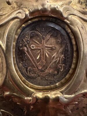 Reliquary - Relic Of The True Cross style Baroque - Style en Brass / Glass / Originally Sealed, Italy 18 th century ( Anno 1775 )