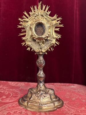 Reliquary - Relic Of The True Cross style Baroque - Style en Brass / Glass / Originally Sealed, Italy 18 th century ( Anno 1775 )