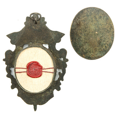 Reliquary - Relic The 3 Magi : Caspar, Melchior, Balthazar style Baroque - Style en Brass / Glass / Wax Seal, Italy  19 th century