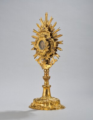 Reliquary - Relic True Cross  style Baroque - Style en Brass / Glass / Originally Sealed, Austria 19 th century