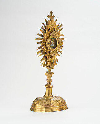 Reliquary - Relic True Cross  style Baroque - Style en Brass / Glass , Southern Germany 19 th century ( Anno 1850 )