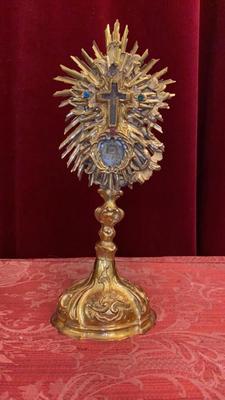 Reliquary - Relic True Cross. Relic : Ex Pallio S. Joseph / S. B.V.M.  style BAROQUE-STYLE en Brass / Glass, Italy 18 th century