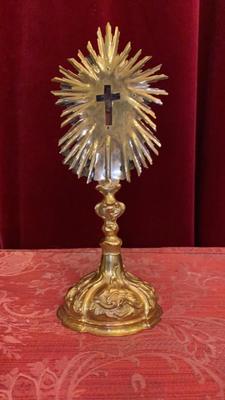 Reliquary - Relic True Cross. Relic : Ex Pallio S. Joseph / S. B.V.M.  style BAROQUE-STYLE en Brass / Glass, Italy 18 th century