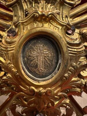 Reliquary - Relic True Cross With Original Document ! style Baroque - Style en Brass / Glass , Vienna Austria 18 th century ( 1778 )