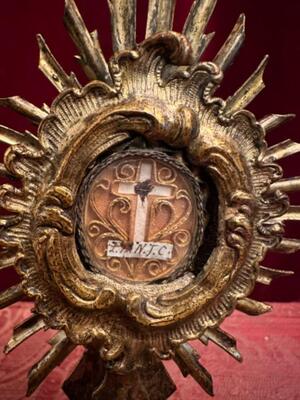 Reliquary - Relic True Cross With Original Document style Baroque - Style en Brass / Silver / Glass / Wax Seal, Italy  18 th century ( 1797 )