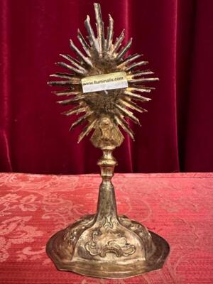 Reliquary - Relic True Cross With Original Document style Baroque - Style en Brass / Silver / Glass / Wax Seal, Italy  18 th century ( 1797 )