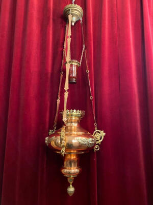 Sanctuary Lamp style Baroque - Style en Bronze / Red Copper, Belgium  19 th century ( Anno 1850 )