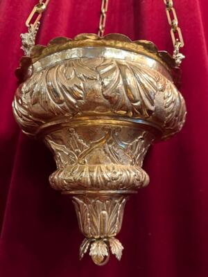 Sanctuary Lamp style Baroque - Style en Brass / Bronze / Polished and Varnished, Belgium  19 th century ( Anno 1825 )