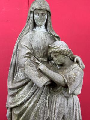 St. Anne Sculpture style Baroque - Style en Hand - Carved Sandstone, Slovakia 19 th century