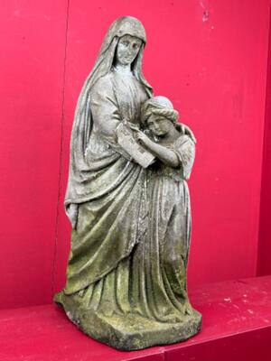 St. Anne Sculpture style Baroque - Style en Hand - Carved Sandstone, Slovakia 19 th century