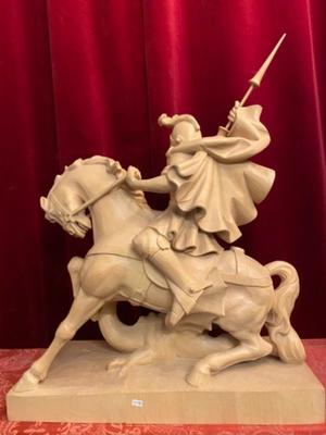 St. George Sculpture  style BAROQUE-STYLE en Fully Hand - Carved Wood, Southern Germany 20 th century