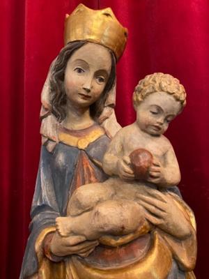 St. Mary & Child style BAROQUE-STYLE en Carved Wood , Southern Germany 20th Century