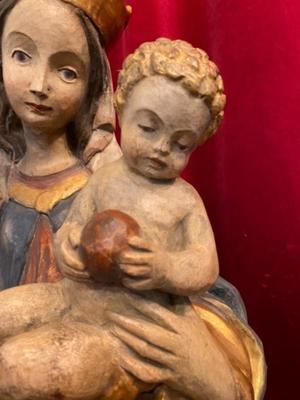 St. Mary & Child style BAROQUE-STYLE en Carved Wood , Southern Germany 20th Century